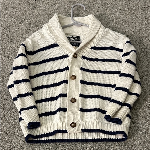 OshKosh B'gosh Other - Osh Josh b’gosh nautical shawl collar cardigan 2t white navy blue